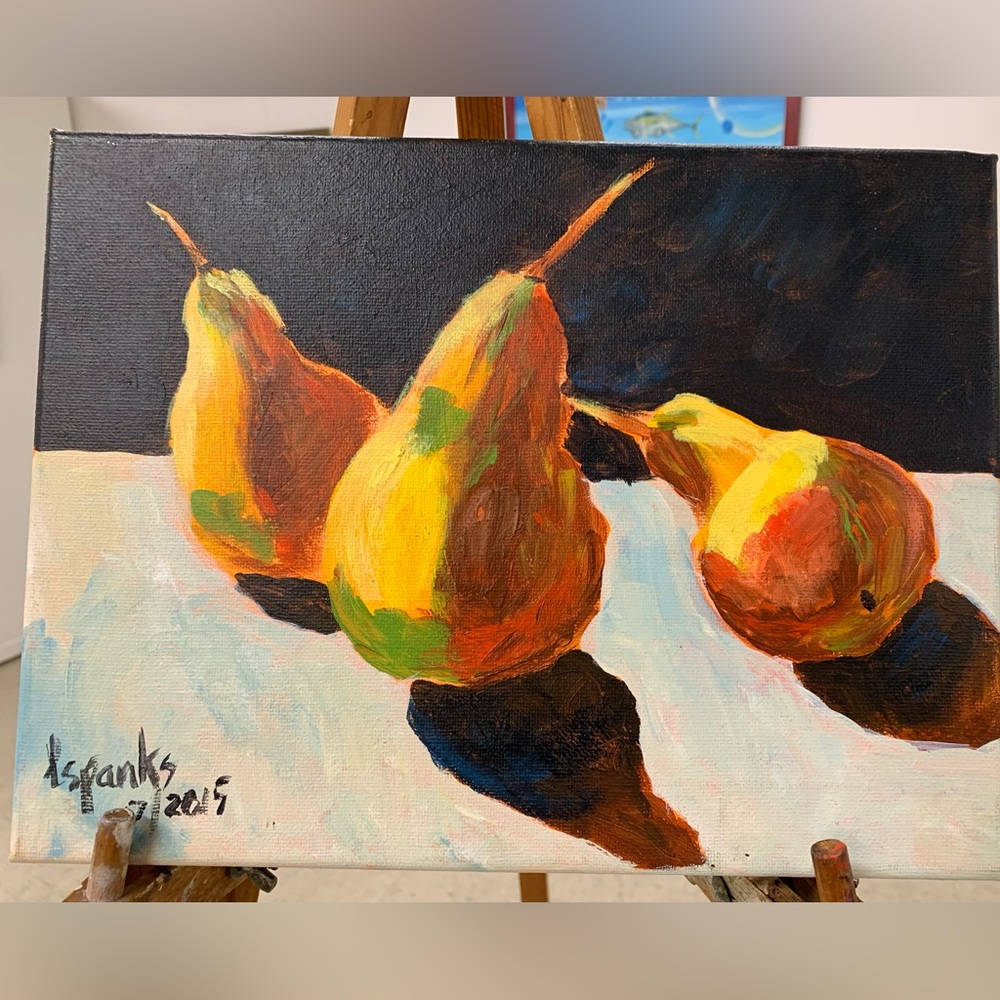 Pears acrylic painting on 8” x 10” boxed canvas